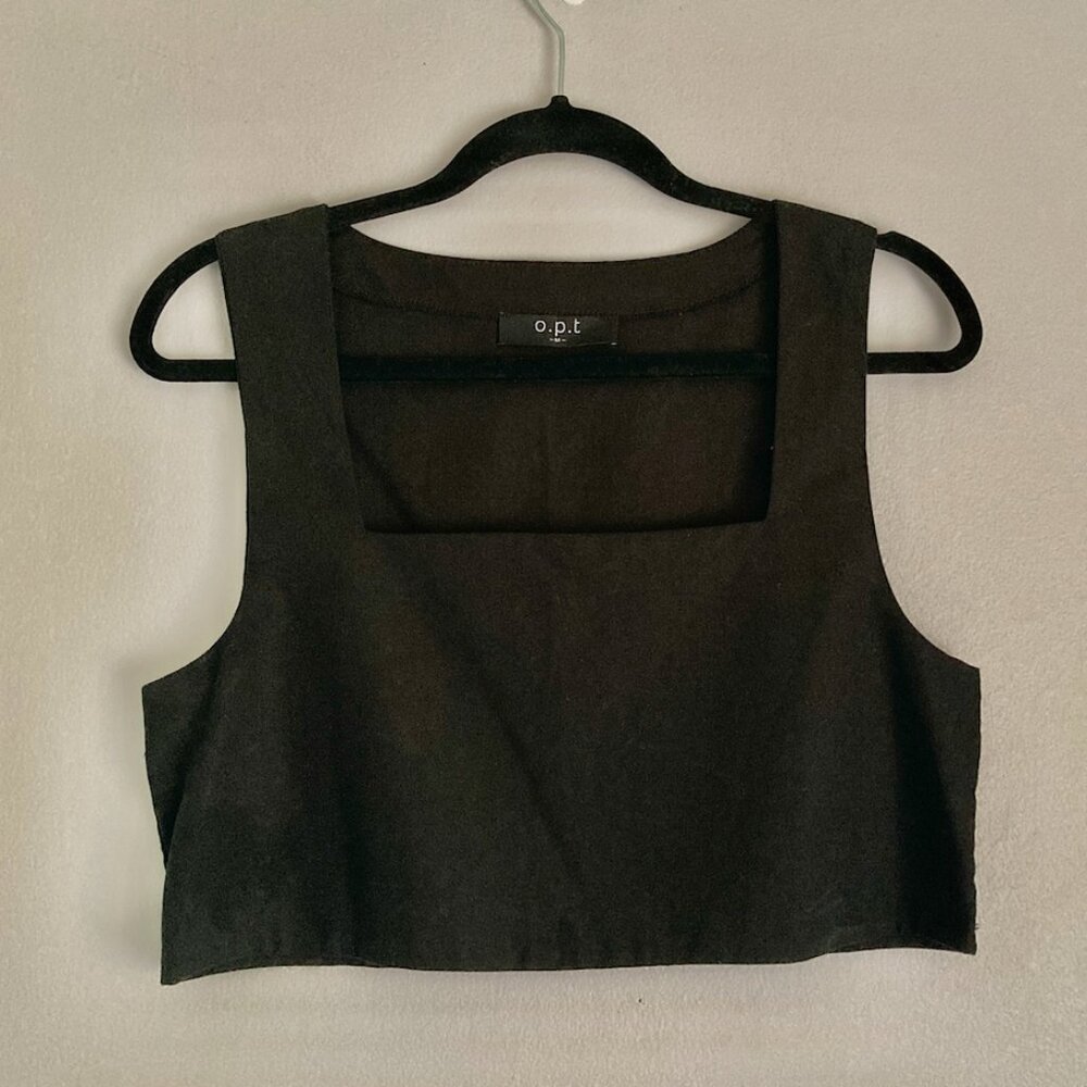 O.P.T. Black Square Neck Crop Top Sz. M